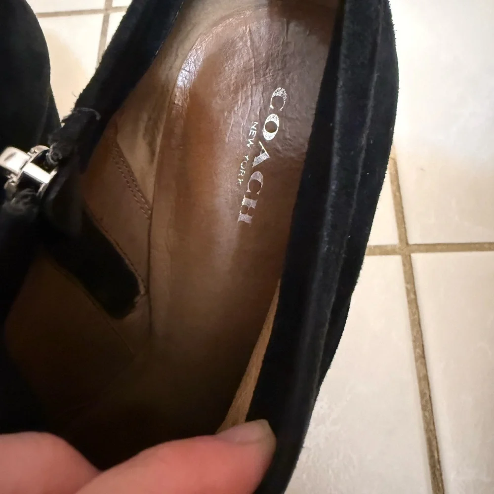 Coach | Black Suede Wedge Oakdale booties size 8.5